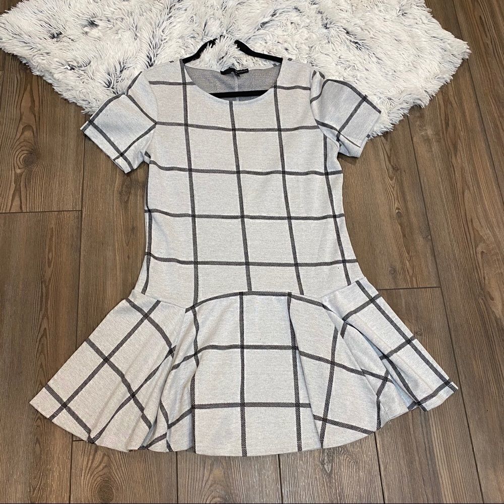 Harvé Bernard Window Pane Drop Waist Dress M